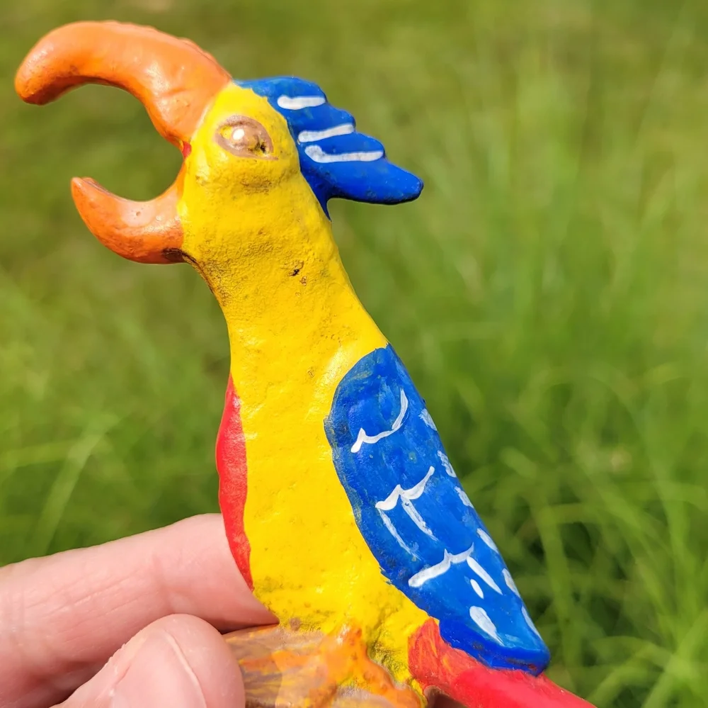 Vintage Cast Iron Parrot Bottle Opener ~ Tiki ~ Tropical ~ Bar Cart ~ Retro